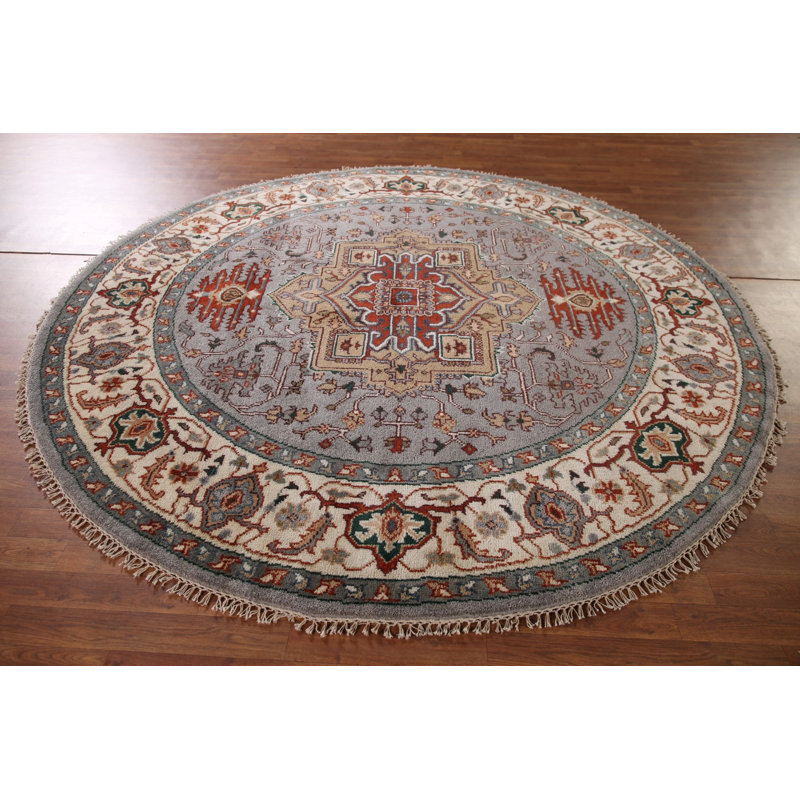 Geometric Traditional  Indian Round Rug 8x8