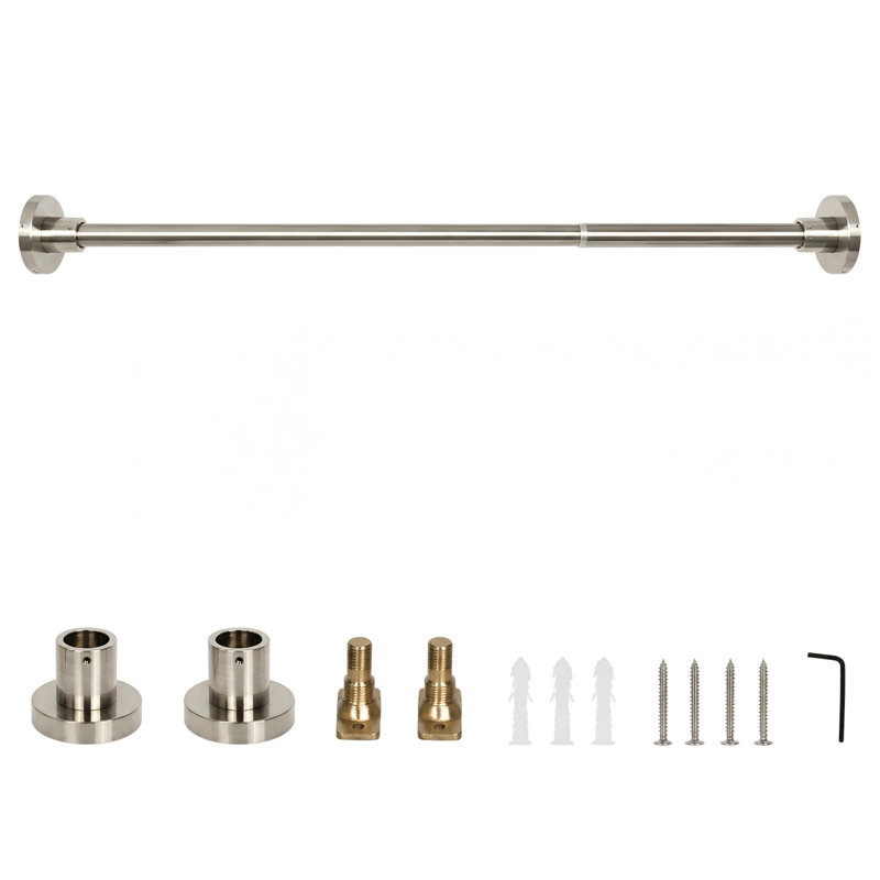 Tringle de rideau de douche réglable, tringle à rideaux murale en acier inoxydable avec finition en nickel brossé pour les salles de bain, les placards et les fenêtres