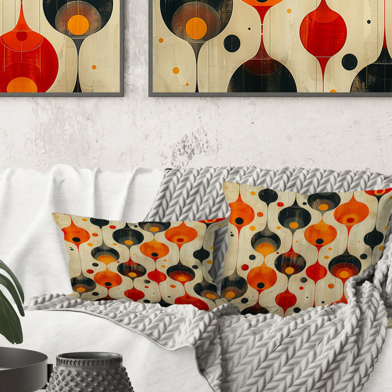 Coussin décoratif orange Midcentury Charm III - Midcentury, H 18 po x l 18 po