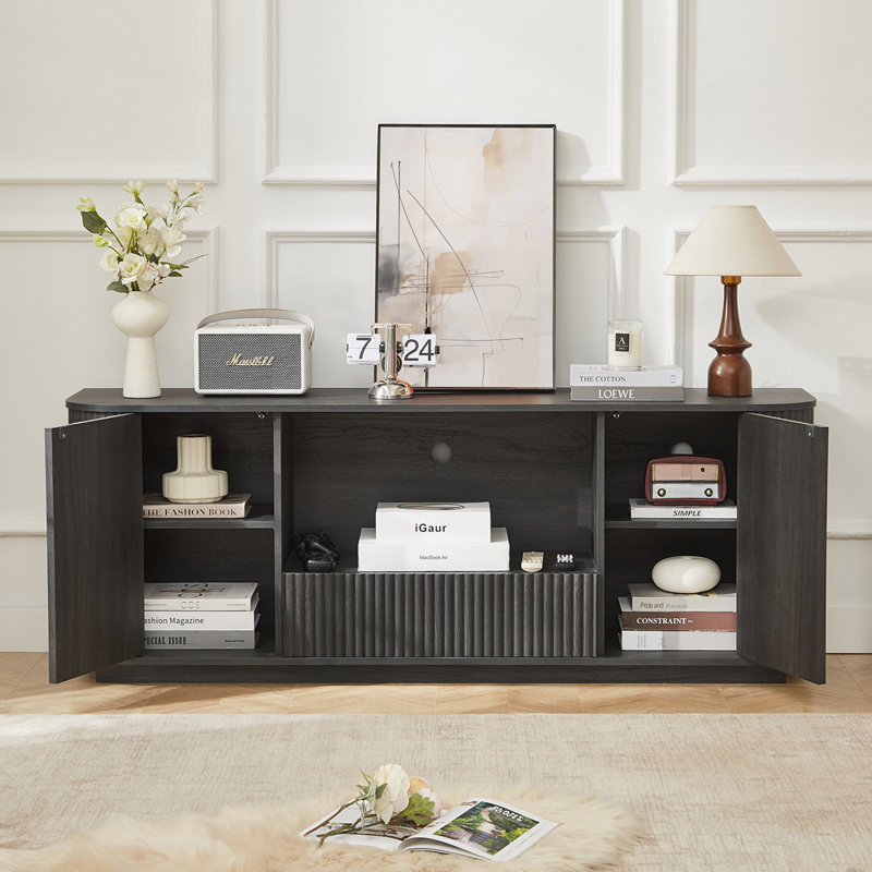 Armoire de rangement avec panneaux incurvés robustes pour une utilisation polyvalente dans n'importe quelle pièce, Noir