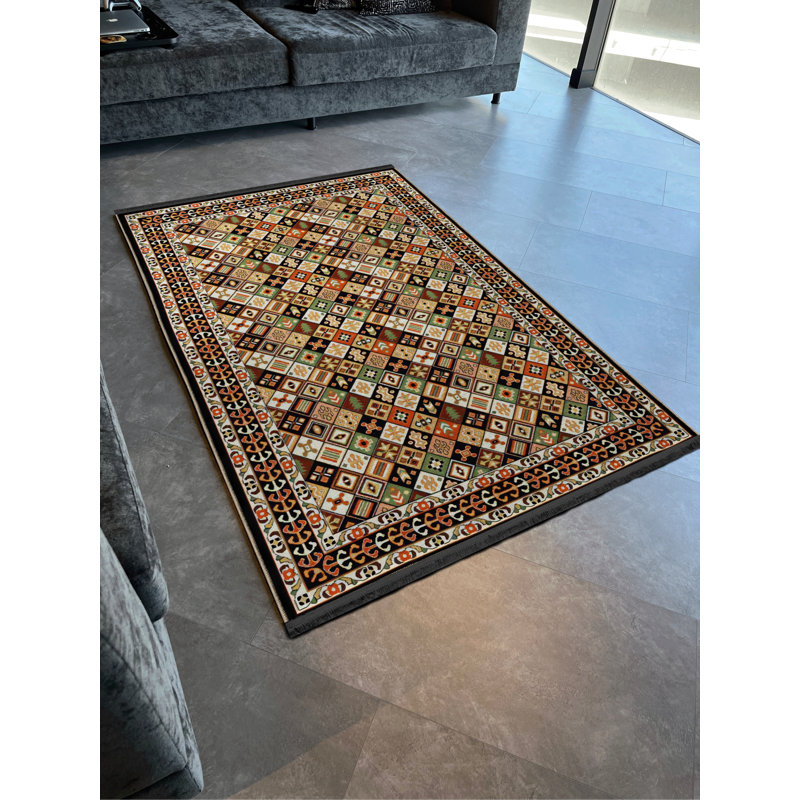 Tapis décoratif rétro multicolore à rayures foncées et multicolores, Tapis de couloir 3 pi 9,81 po x 6 pi 6,74 po