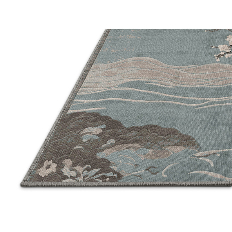 Machine Washable Gray Area Rug, Runner 2' x 4'