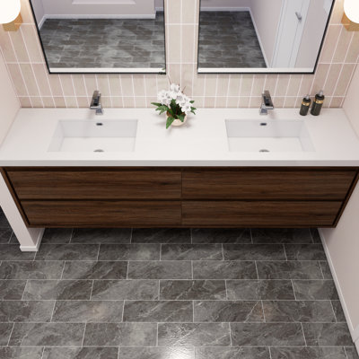 Azden 84" Wall-Mounted Double Bathroom Vanity Set