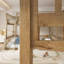 Ensemble de lit superposé convertible en noyer double au-dessus de grand lit avec échelle et garde-corps - conception en bois massif 2-en-1 peu encombrant-312047269