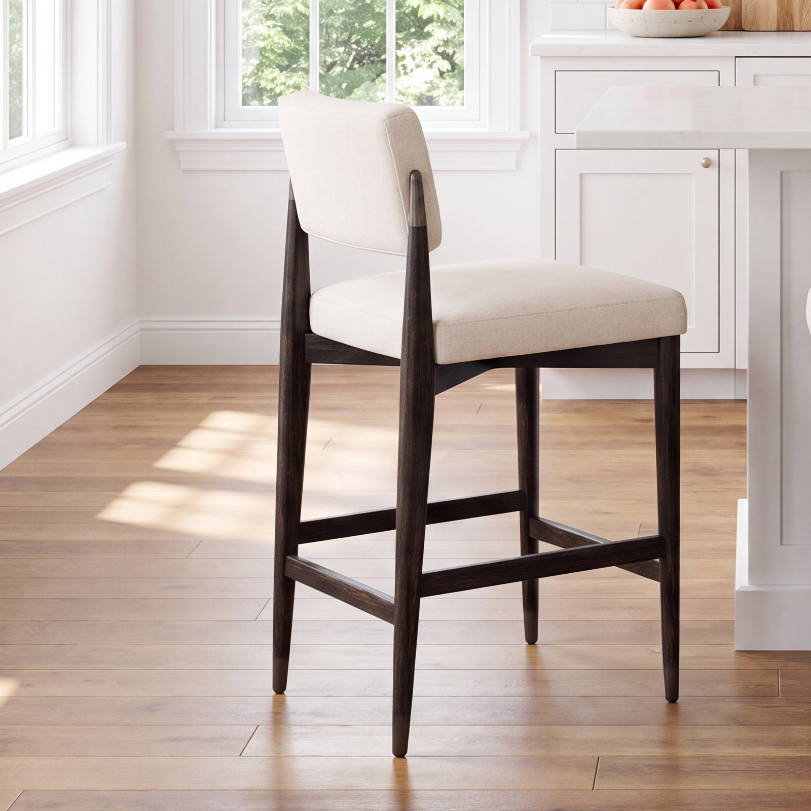 Mozza Bar and Counter Stool, Counter Stool (27" Seat Height), Beige Polyester Blend