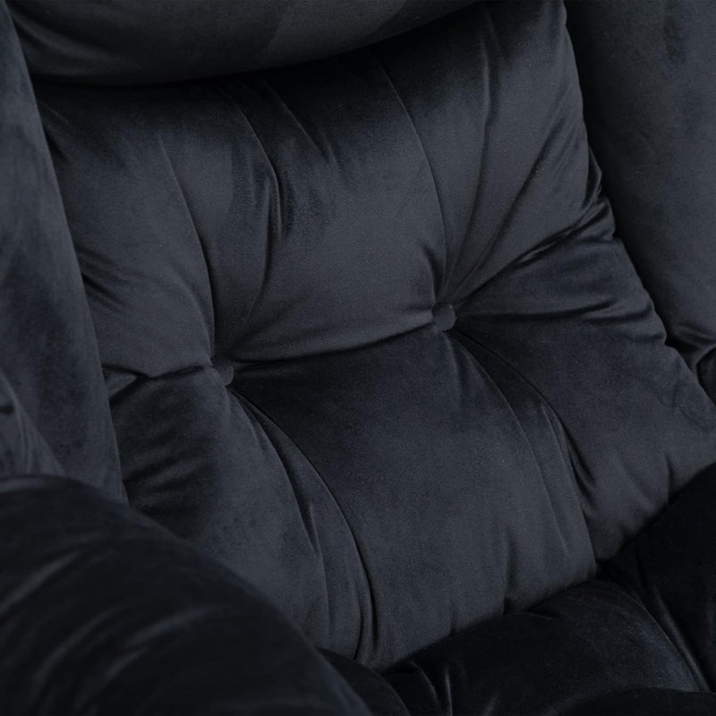 Biranna 31.5" Wide Modern Lazy Chair, Thick Padded Cozy Lounge Chair with Armrest, Black Velvet
