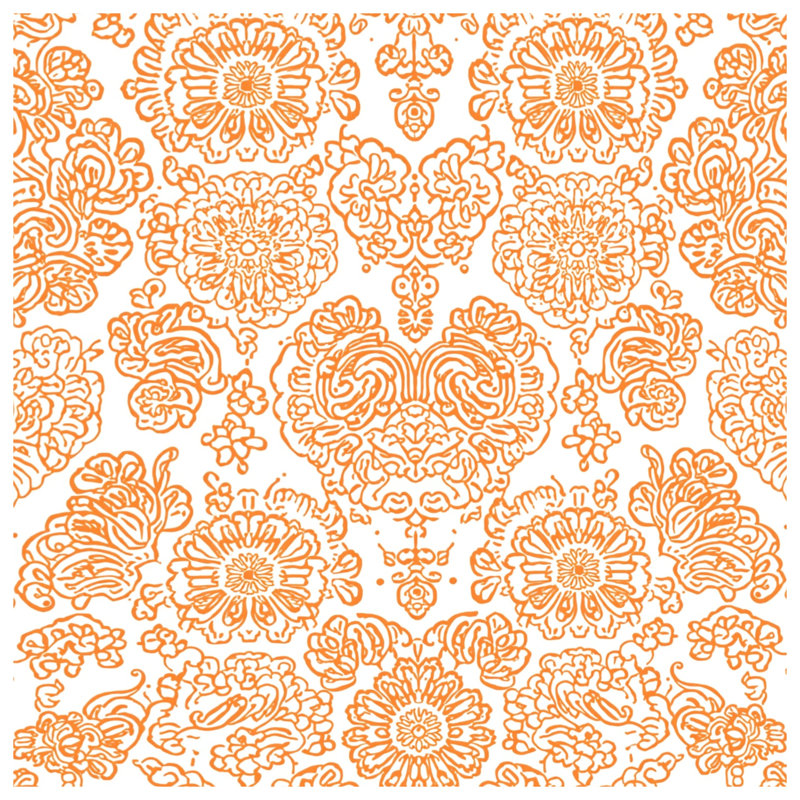 Orange Floral Damask Blankets, 60in W x 80in H