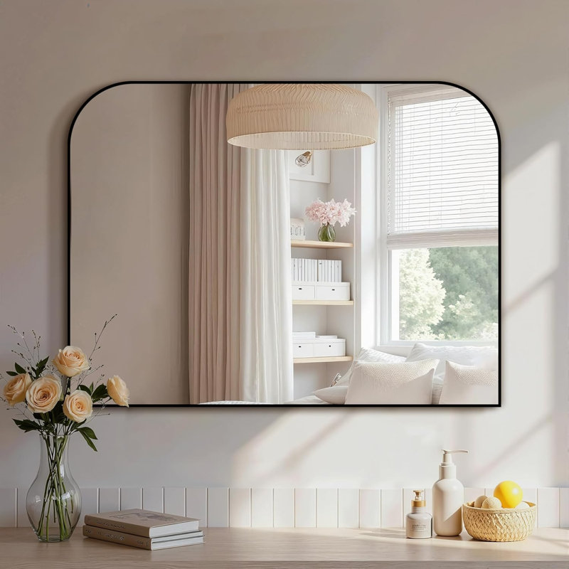 Miroir de salle de bain 30" x 40" avec cadre en métal doré, à placer au-dessus du lavabo