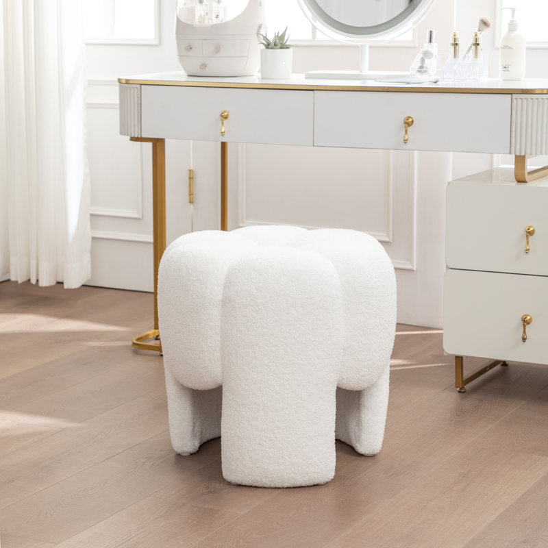 Fauteuil de maquillage en fausse fourrure, Beige