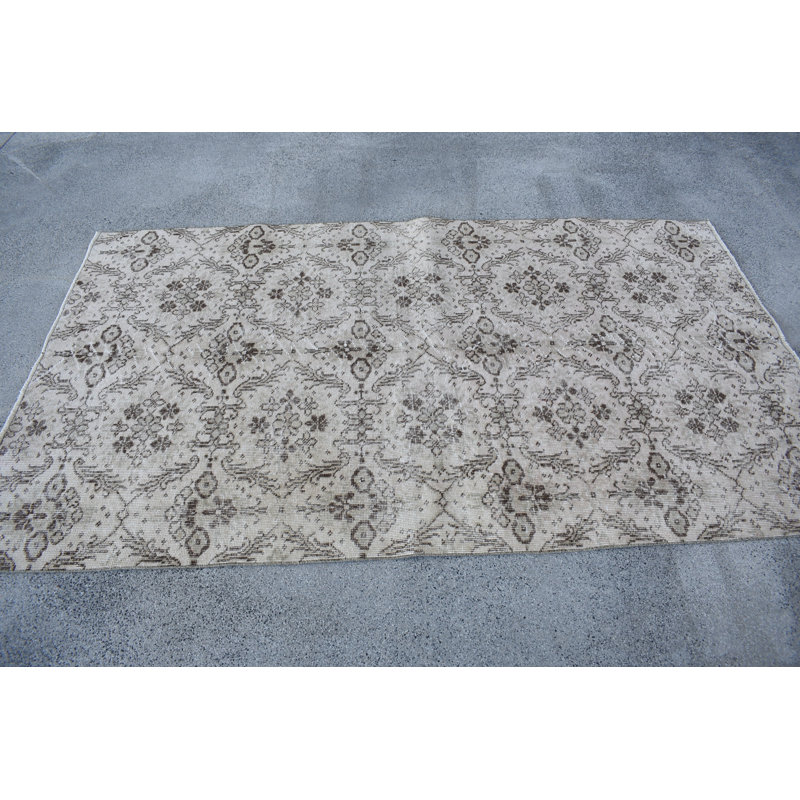 Tapis en laine beige 47,6 x 81,9 pouces, patchwork traditionnel rétro moderne