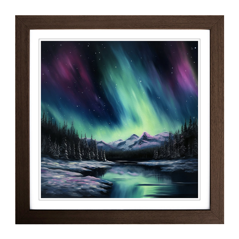 Northern Lights Realism - Framed Print, Walnut