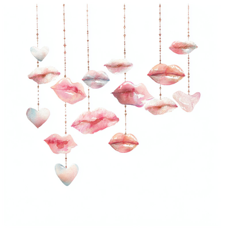 Édredon Watercolor Lips Hearts, Grand lit