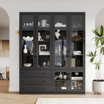 Display Cabinet With Tempered Glass Door And Adjustable Lights