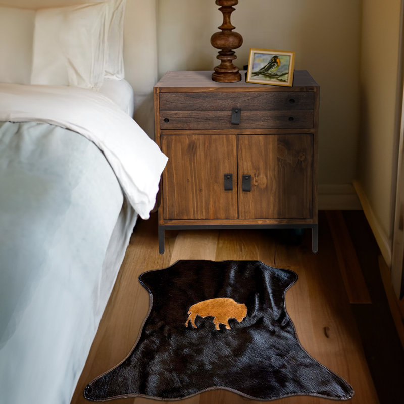Mini cuir de vache avec bordure et motif Buffalo
