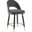 Sièges à hauteur de comptoir gris à dossier ouvert (de 2) - Coussin en velours, pieds capitonnés pour les repas à 2 tabourets, pieds évasés, décorations pour la maison