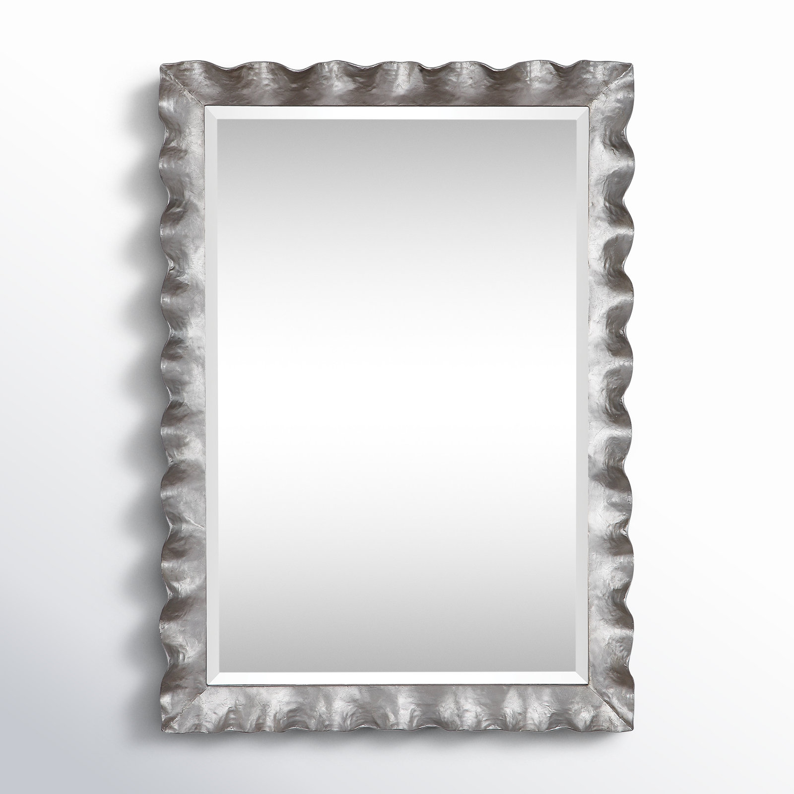 Edith Metal Scalloped Wall Mirror, Silver Leaf