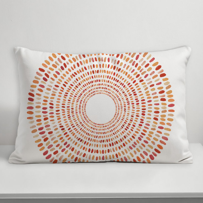 Geometric Outdoor Reversible Throw Pillow, Orange