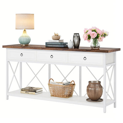 3-Drawer Console Table, 70.86" Sofa Table with Storage Shelf by Ophelia & Co.