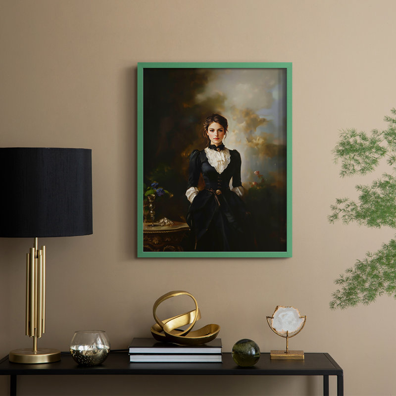 Reproduction encadrée WOMEN Series CCxxv - bois massif, Vert, H 21 po x l 17 po