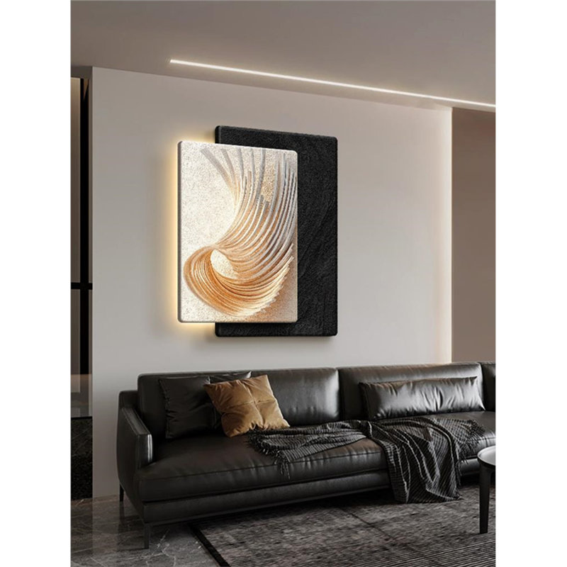 Zen-Style Abstract Sandstone Mural Lamp, 31.50" H x 23.62" W x 0.98" D