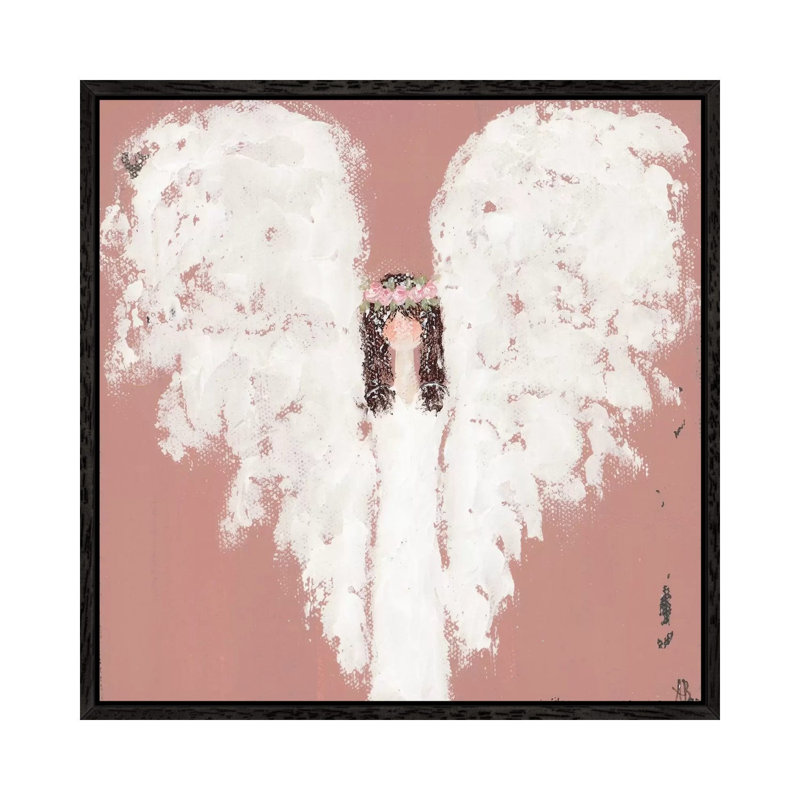 Pink Angel Floral Halo by Ashley Bradley - Gallery-Wrapped Canvas Giclée on Canvas, Black Framed, 45.72 cm H x 45.72 cm W