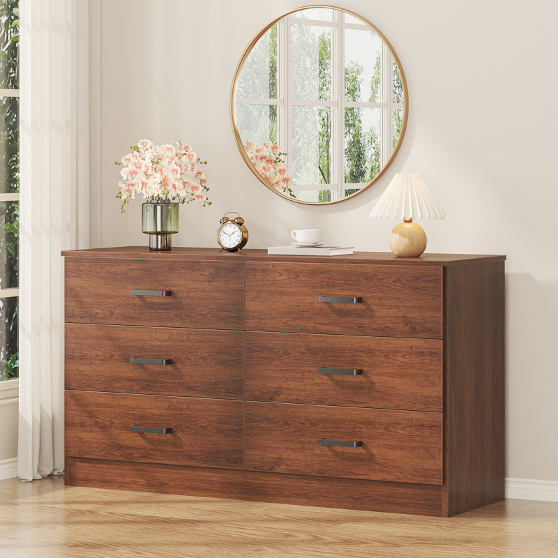 Zunair 47.2 " W Yes 6 - Drawer Dresser, Walnut Brown