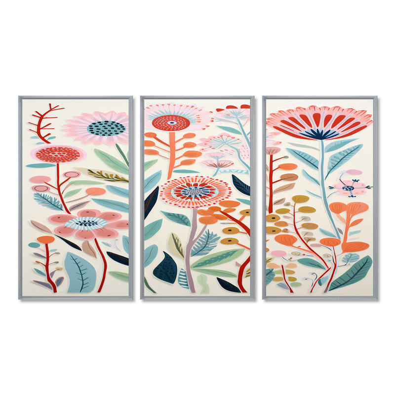 Ensemble de salon Ellicott - Botanicals Wall Art, Encadrement argenté, H 32 po x l 48 po x P 1 po