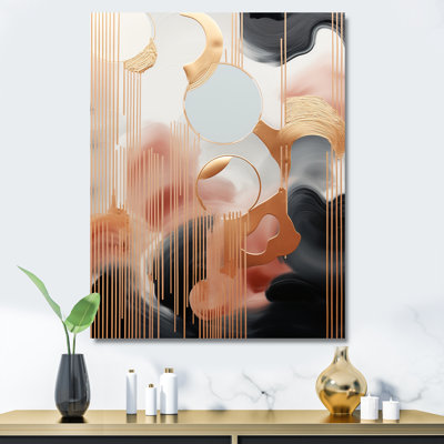 Or et blanc formes abstraites Harmony III - formes abstraites, art mural