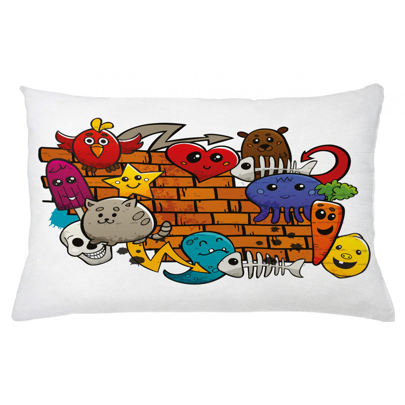 Housse de coussin lombaire intérieur/extérieur graffiti, 16 po x 26 po