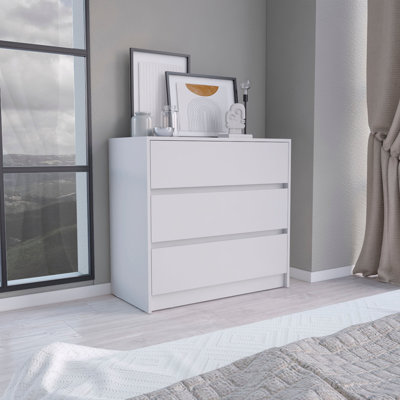 Commode H 31 po, 3 tiroirs, commode, blanc