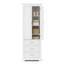Armoire de rangement autoportante pour salle de bain avec tiroirs, tablettes réglables et poignées en métal