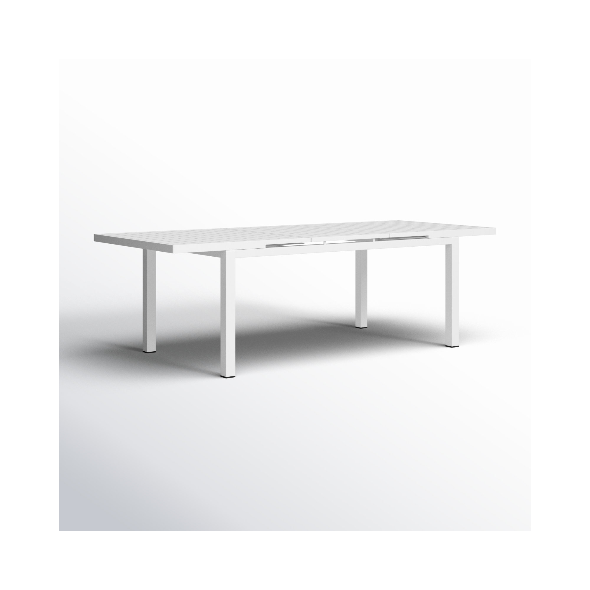 Ottie 96'' Extendable Powder Coated Aluminum Outdoor Dining Table, White