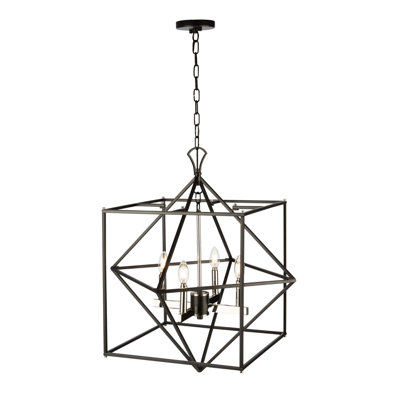 Lustre géométrique à 4 lumières de style bougie Roxton
