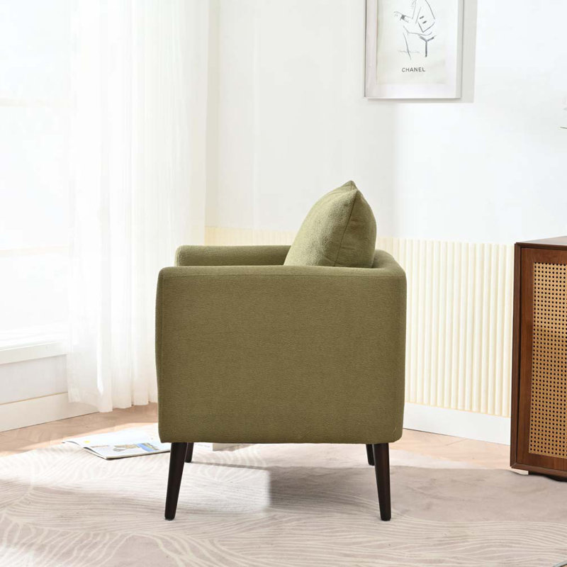 Fauteuil rembourré avec coussin, Olive
