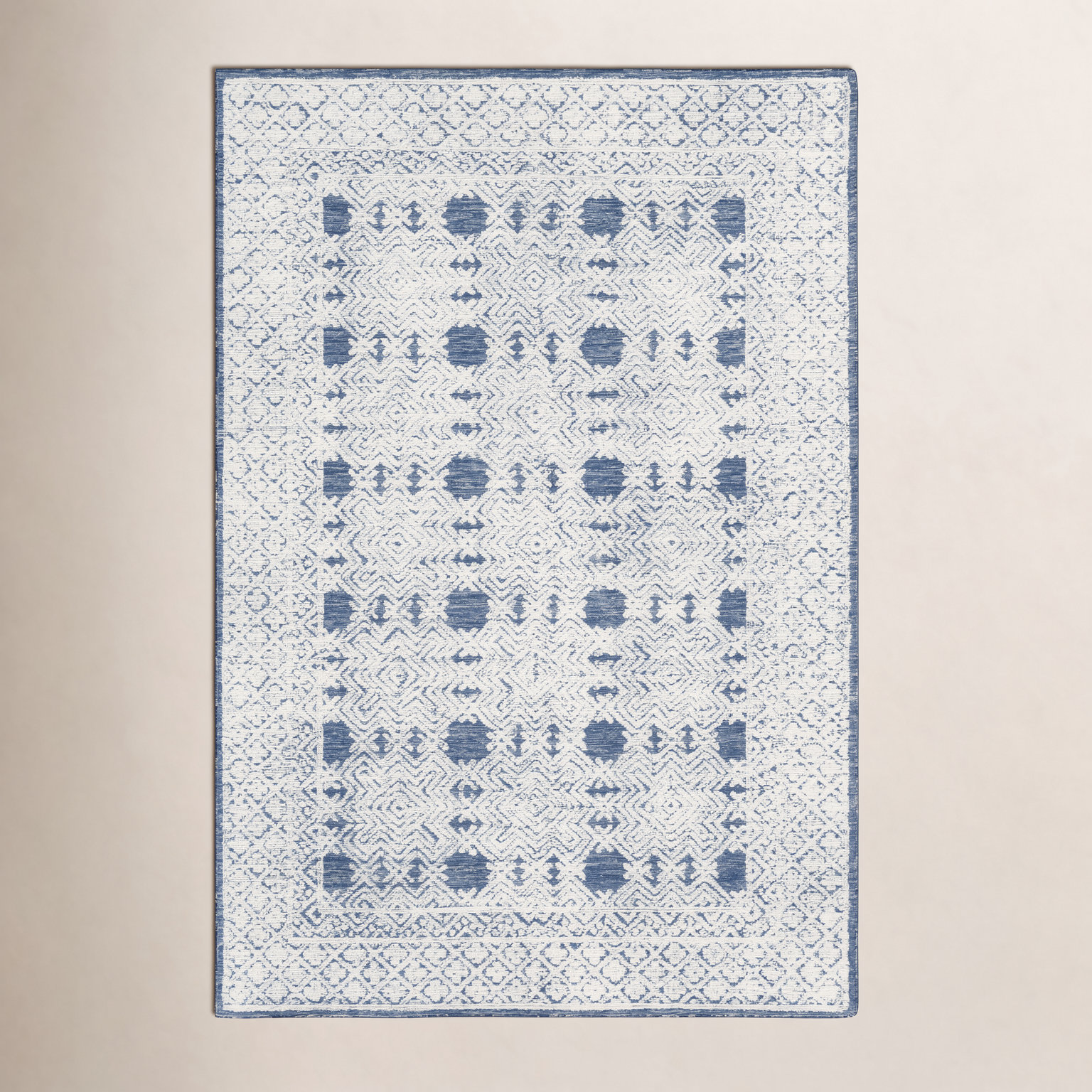 Matthew Navy Cream Hand-Tufted Wool Rug, Rectangle 4' x 6'