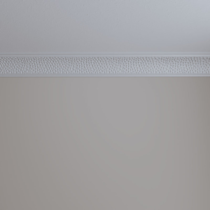 Primed White Geometric Polyurethane Crown Moulding Sample, 12" Length