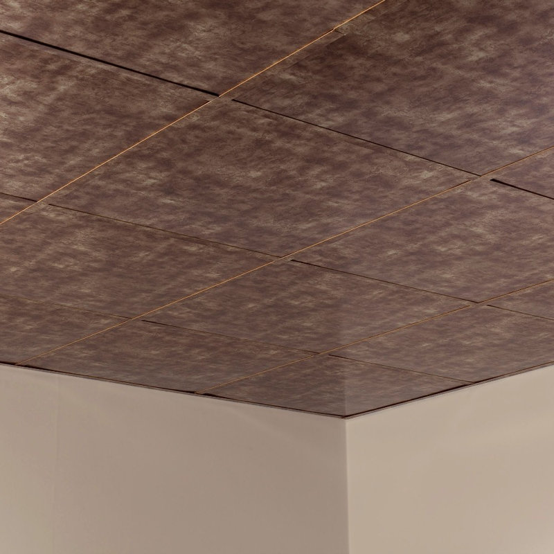 Panneau de plafond décoratif plat en vinyle 2 pi x 2 pi FASÄDE, Bronze Bermudes