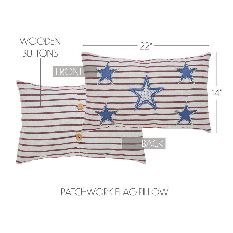 Patriotic Red Cream Blue Cotton Blend Throw Pillow
