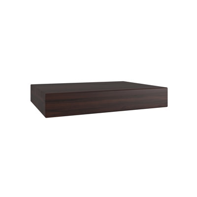 12" Manada Mocha-Shield Hollow Floating Teak Wall Shelf