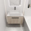 Meuble-lavabo mural en chêne de conception moderne avec lavabo en céramique, porte à fermeture en douceur et rangement KD compact-1234940249