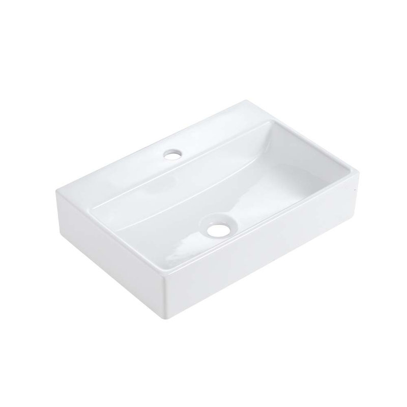 20 Inch Rectangular Drop-In Bathroom Sink, White Glossy Ceramic Vanity Sink with Overflow, Modern Design for Bathroom Vanity, Easy to Clean, Faucet Not Included