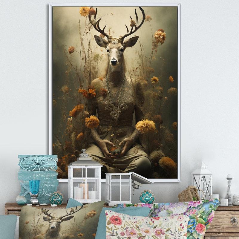 «Folk Religion Divine Connection II», reproduction sur toile, H 40 po x l 30 po x P 1,5 po, Cadre flottant blanc