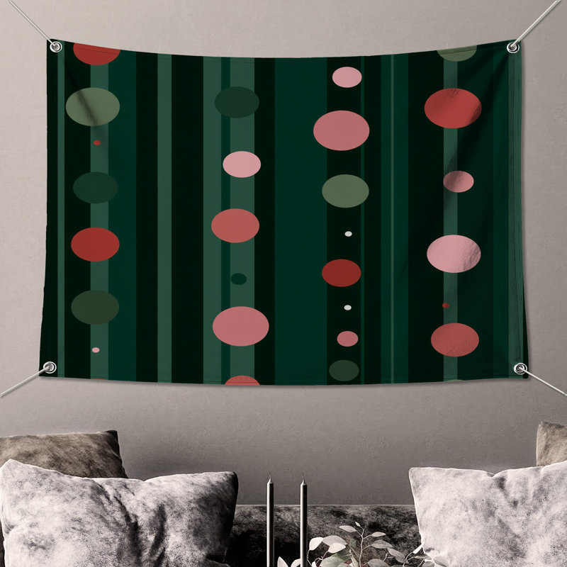 Tapisserie murale à pois - Décoration murale à motifs, H 50 po x l 60 po avec 4 œillets