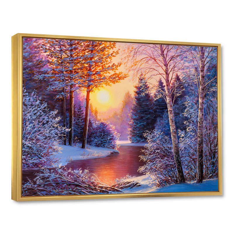 «Winter River», reproduction d'art sur toile, coucher de soleil sur la rivière Winter II, H 24 po x l 36 po x P 1 po