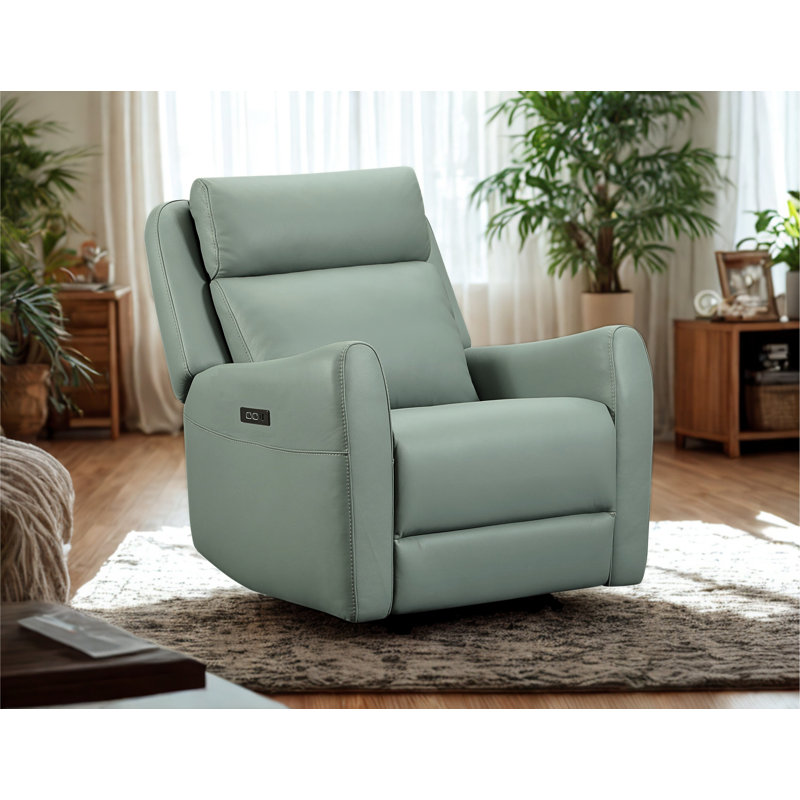 Fauteuil coulissant et pivotant en cuir Brago, Vert