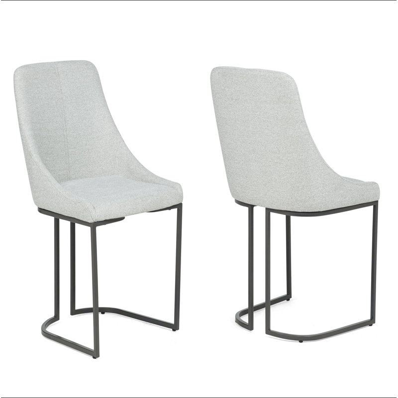 Ensemble de 2 chaises rembourrées à revêtement en métal incurvé et neutre