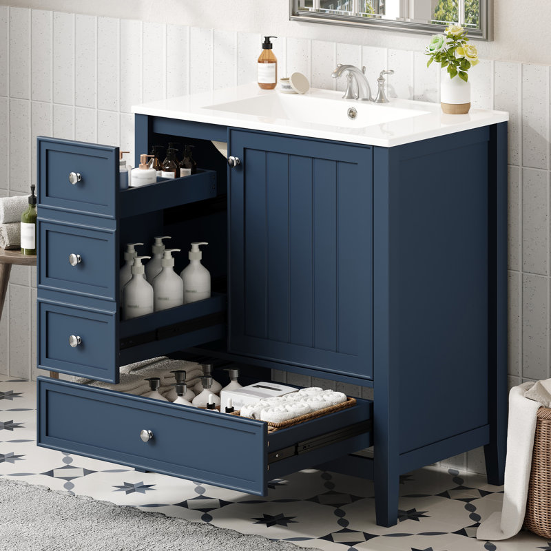 Meuble-lavabo de salle de bain avec lavabo, Blue