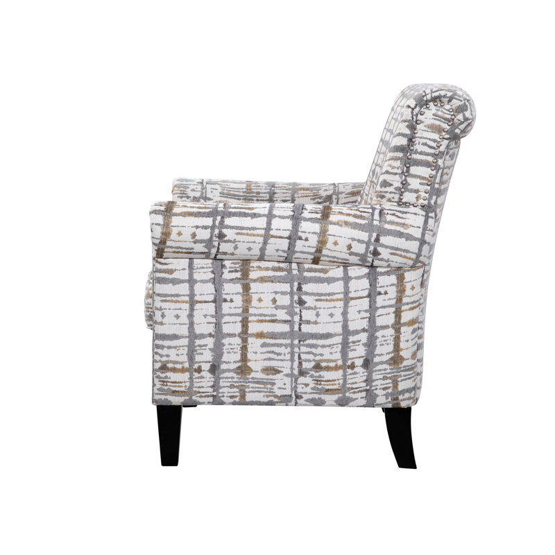 Cavedon Upholstered Accent Armchair with Silver Nail Trim, Gold and Gray Splatter