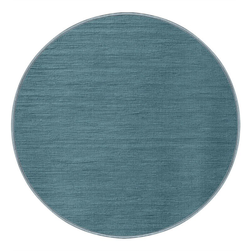 Tapis bleu uni lavable à la machine, Rond 5 pi