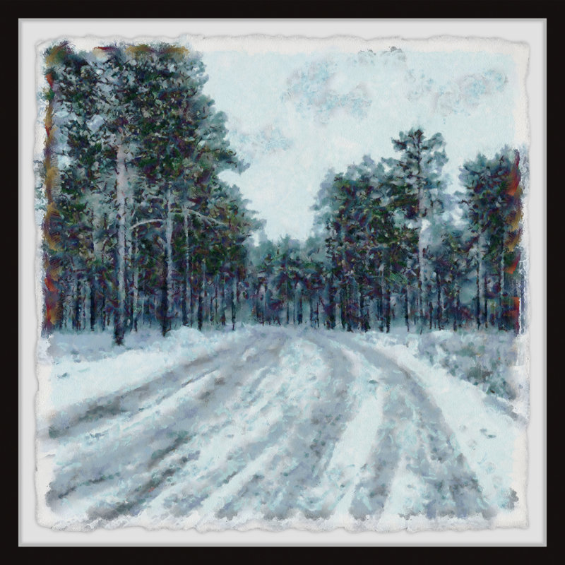 Snowy Road - Single Picture Frame Painting, 81cm H x 81cm W x 3.81cm D